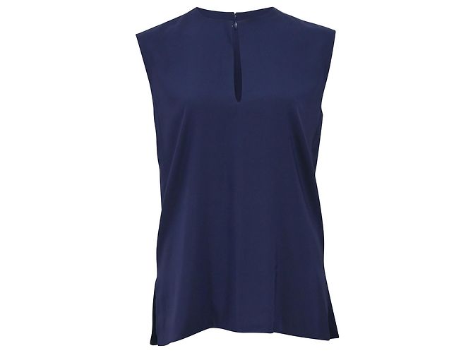 Céline Blusa sin mangas Celine en seda azul marino