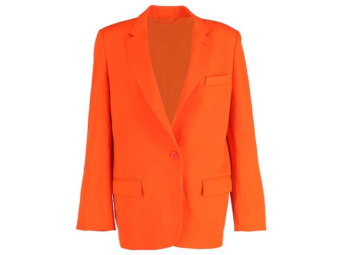 Der oversized Ein-Knopf-Blazer Attico aus orangefarbenem Polyester