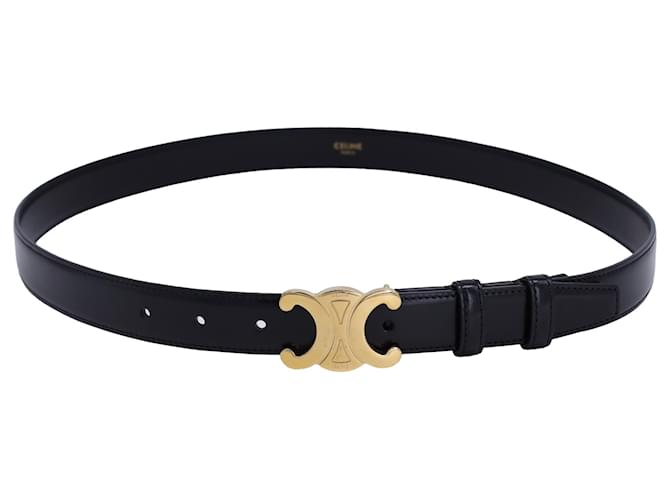 ベルト MEDIUM TRIOMPHE BELT IN TAURILLON LEATHER Black Medium Cuir Triomphe Belt In Taurillon Leather