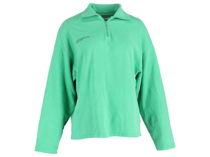 Autre Marque  Pangaia Double Jersey Half Zip Sweatshirt in Green Cotton