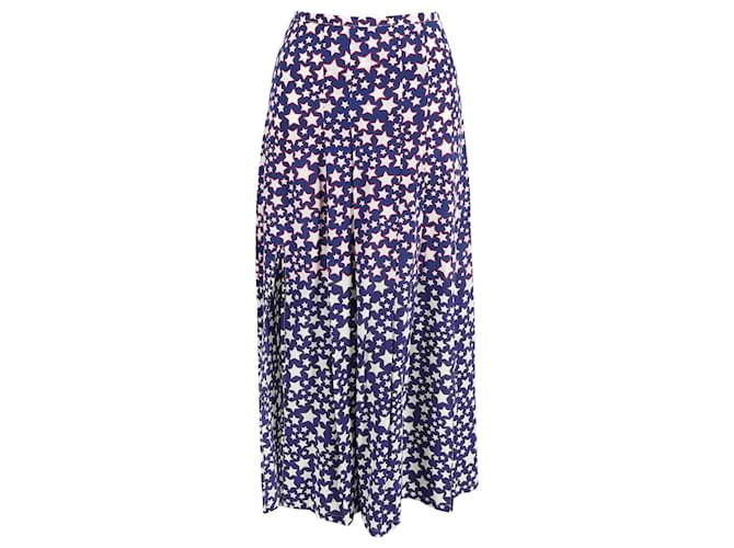 Autre Marque Rixo Star Print Midi Skirt in Blue Silk Polyester  ref.1585770