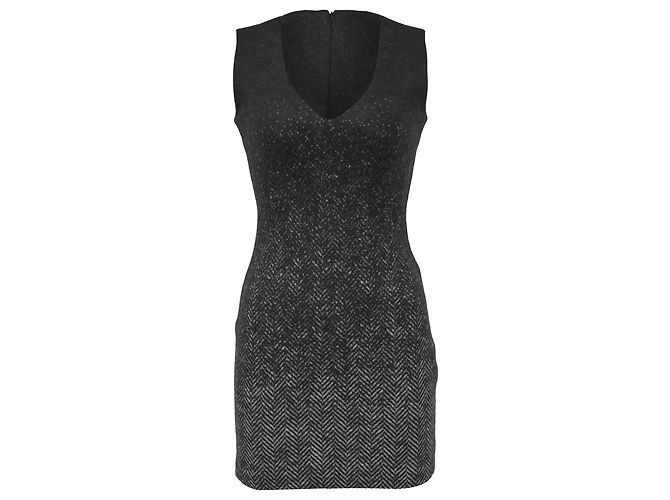 Dsquared2 V-Neck Mini Dress in Grey Virgin Wool