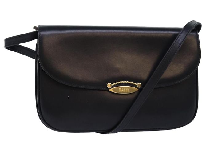 BALLY Schultertasche aus schwarzem Leder Auth yb627