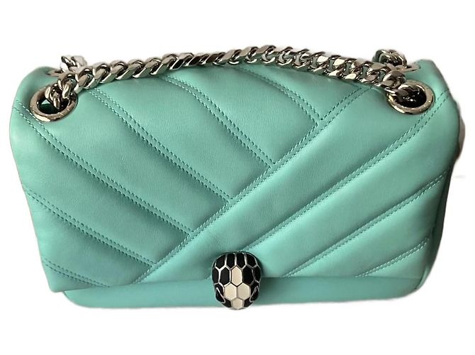 Bolsa de mão Bulgari Cabochon em couro de bezerro azul