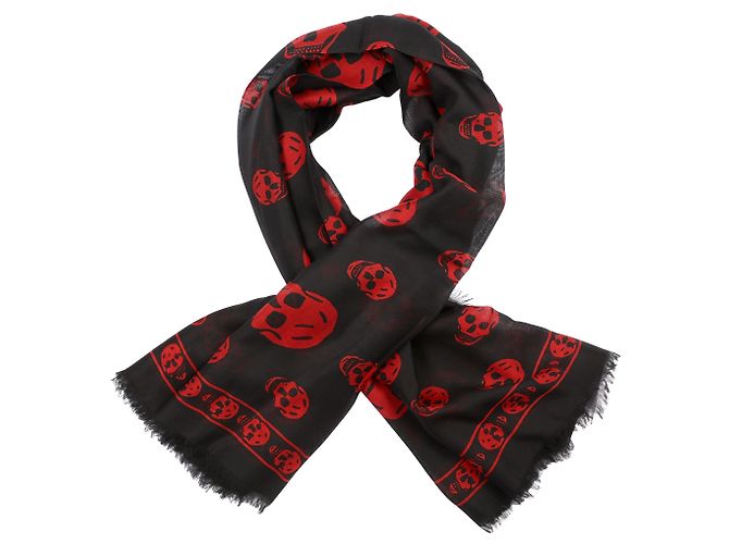 Alexander Mcqueen Sciarpa in seta Skull Nero 