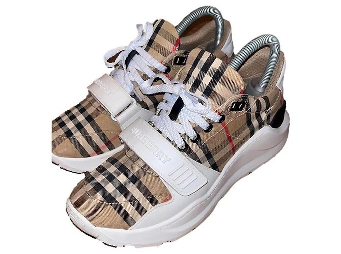 Sneakers Burberry New Regis Marrone Beige Cotone