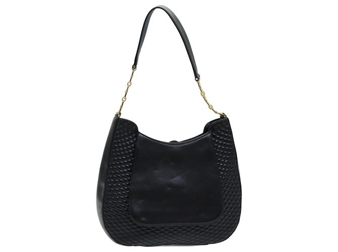 BALLY Bolsa de Ombro de Couro Preta Auth ep5054 Preto