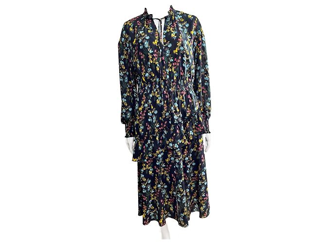 Schwarzes und florales Kleid von Marchesa Notte Mehrfarben