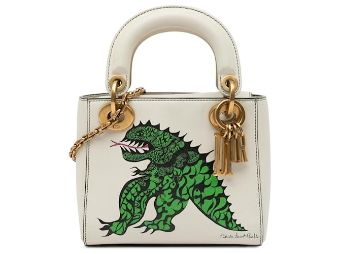 Dior White Limited Edition Niki De Saint Phalle Mini Calfskin Dragon Lady Dior Leather Pony-style calfskin  ref.1587444
