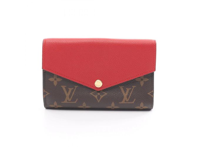 Louis Vuitton Pallas Compact Geldbörse Braun Rot Monogramm