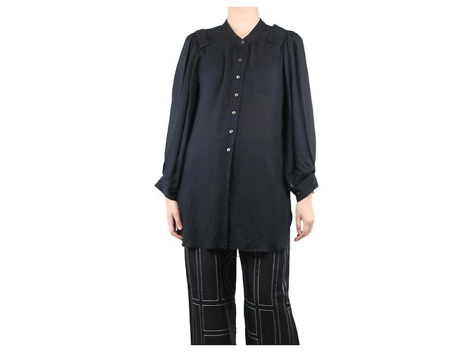 Ann Demeulemeester Camicia nera con maniche a sbuffo - taglia UK 10