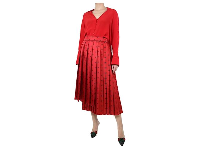Fendi Jupe midi plissée en soie rouge - taille UK 12  ref.1588563