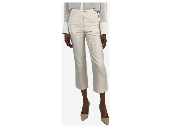 Hermès Creme Seidenhose - Größe UK 6 Roh