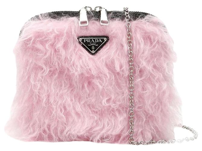 Borsa a tracolla Prada in pelliccia sintetica rosa