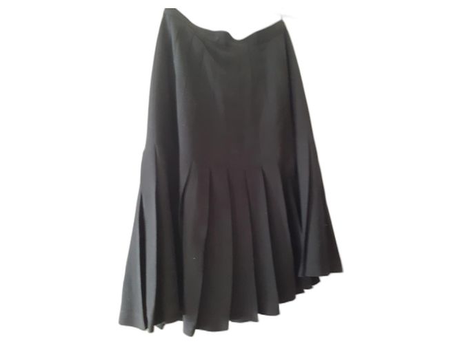 Falda plisada de lana negra Emanuel Ungaro Negro