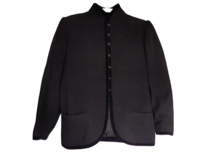 Emanuel Ungaro Kurzer Wollmantel mit Samtdetails Schwarz