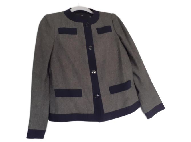 Autre Marque Ted Lapidus Wool Jacket Grey Navy Blue