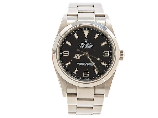 Rolex 2007 Montre Explorer I Acier 36mm Steel Explorer Watch Papers Box Argenté  ref.1589077