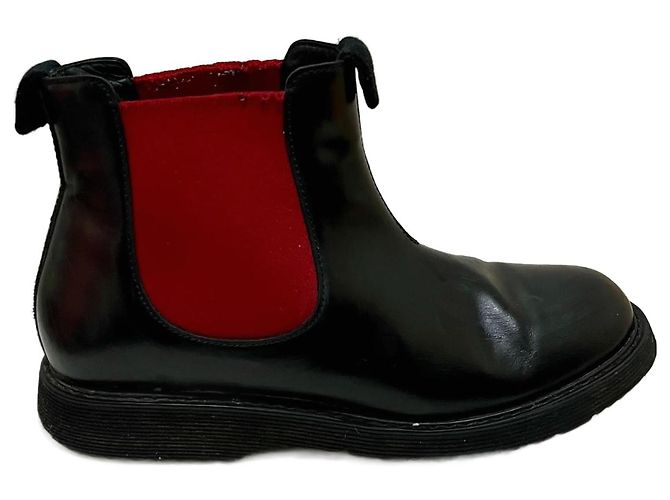 Stivali Chelsea in pelle nera Prada Nero Rosso