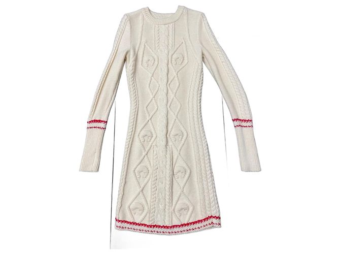 Marine Serre Kleid Wolle Creme