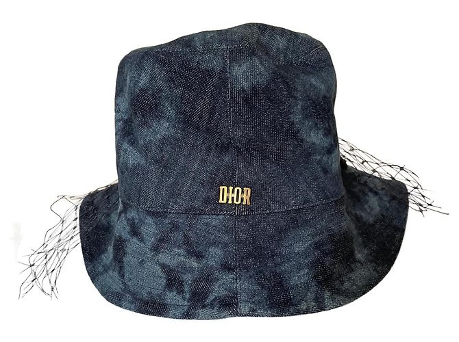 Sombrero Bob Dior Tye & Dye Azul de Algodón con Velo de Malla