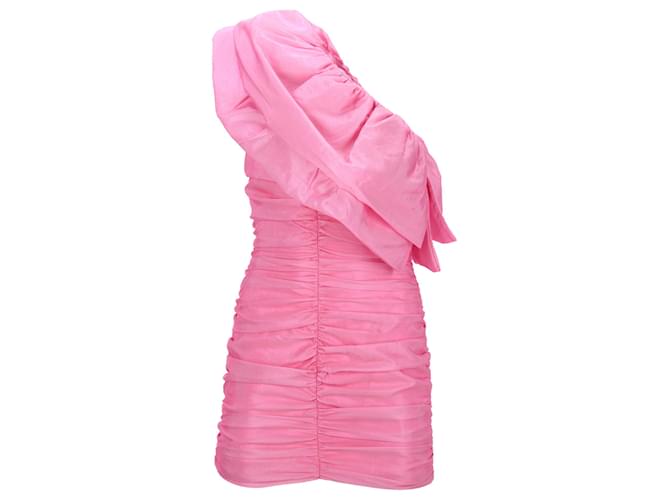 Autre Marque Rotate Birger Christensen One-Shoulder Ruffled Mini Dress in Pink Acetate Brown Cellulose fibre  ref.1589239