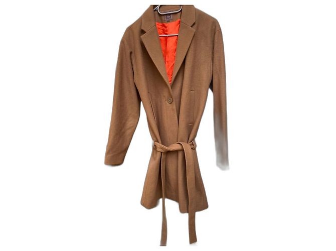Bensimon Long Coat Caramel Wool Size 38