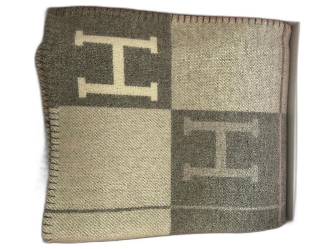 Hermès Hermes Avalon III Decke Grau Wolle