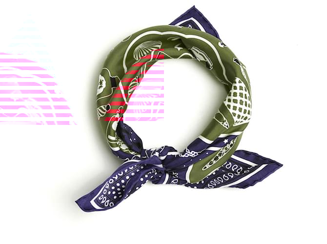 Hermès Carre 55 Foulard Bandana Les Flacons Navy Red Silk Scarf