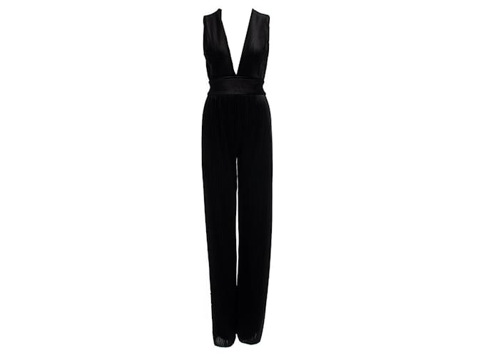 Balmain Black Sleeveless Ribbed Velvet Jumpsuit ref.1591250 Joli Closet