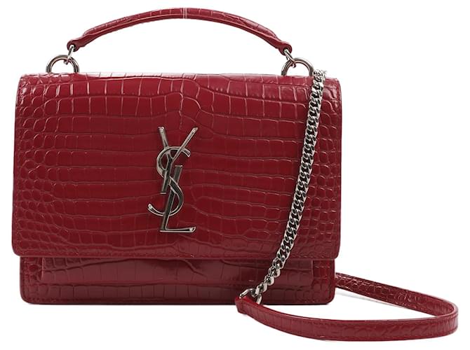 Ysl sunset chain wallet croc sale