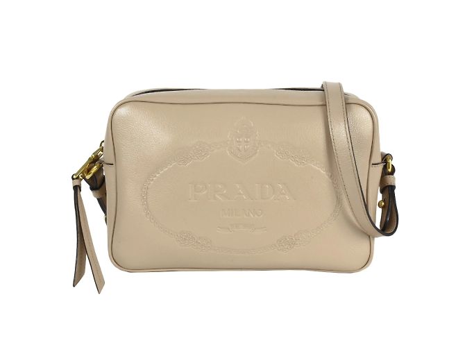 Bolsa de ombro em couro de bezerro Prada Bege