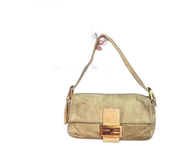 Fendi Baguette Suede Beige  ref.1591597