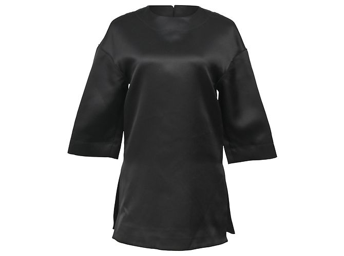 Céline T-shirt nera in cotone con collo rotondo oversize Celine Nero