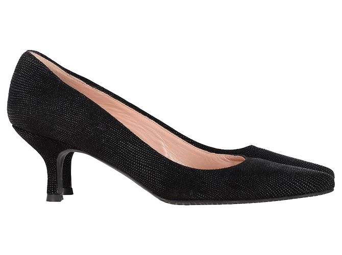 Stuart Weitzman x Russell & Bromley Beaded Accent Pumps in Black Leather