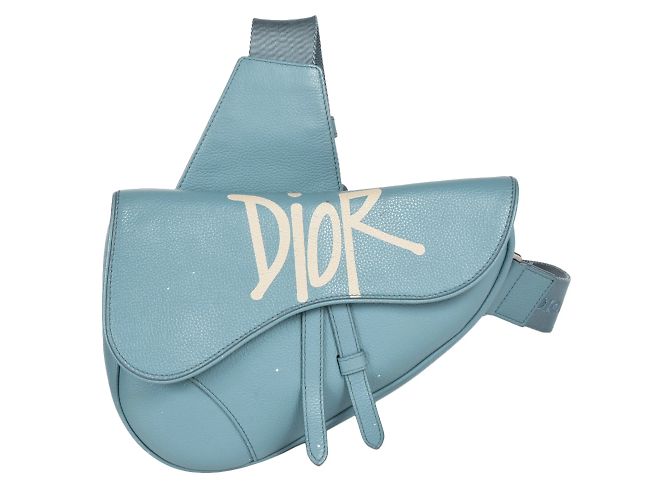 Christian Dior Saddle Bag aus blauer Leder Weiß