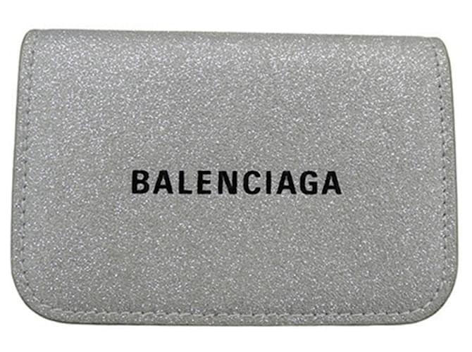 Balenciaga Tri fold Leather Wallet Silvery Metallic ref.1592514 Joli Closet