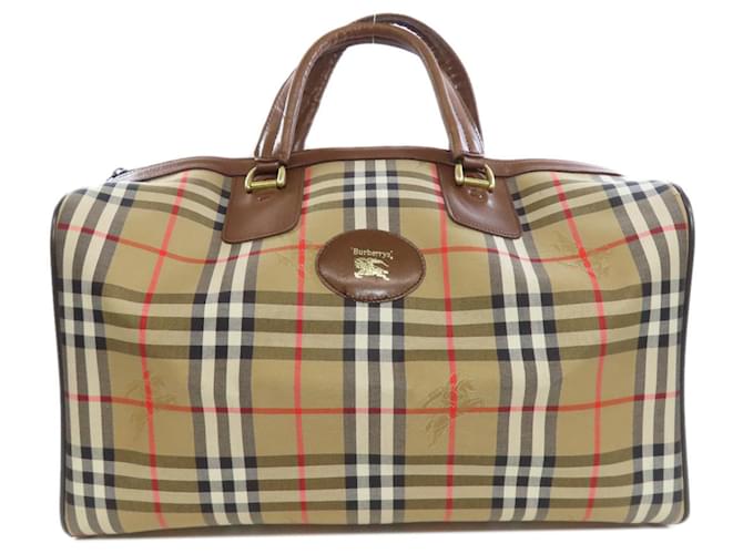 Burberry Nova Check Boston Bag Brown Cloth ref.1592601 Joli Closet