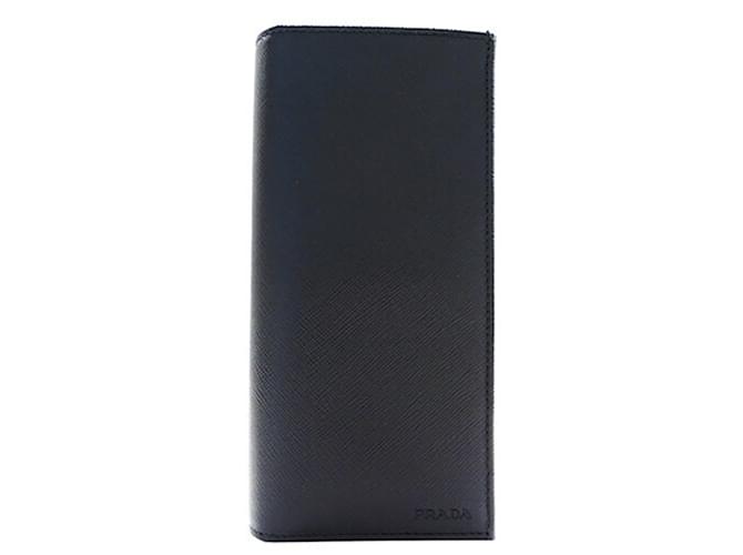Prada Saffiano Long Wallet Black Leather  ref.1592909