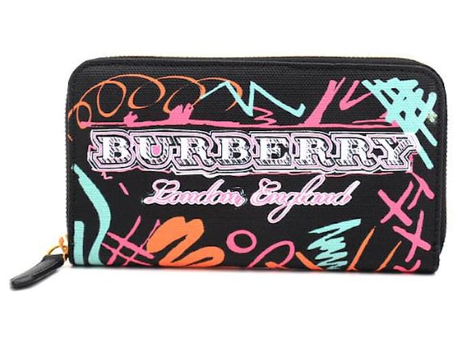 Burberry Canvas Graffiti Zip Around Wallet Multiple colors Cloth ref.1593235 Joli Closet