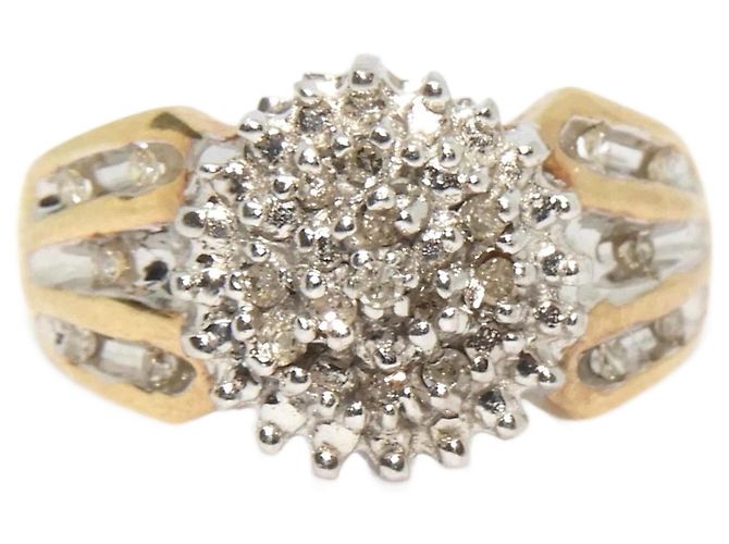 Autre Marque Cocktail ring in yellow gold and diamonds Silvery Golden
