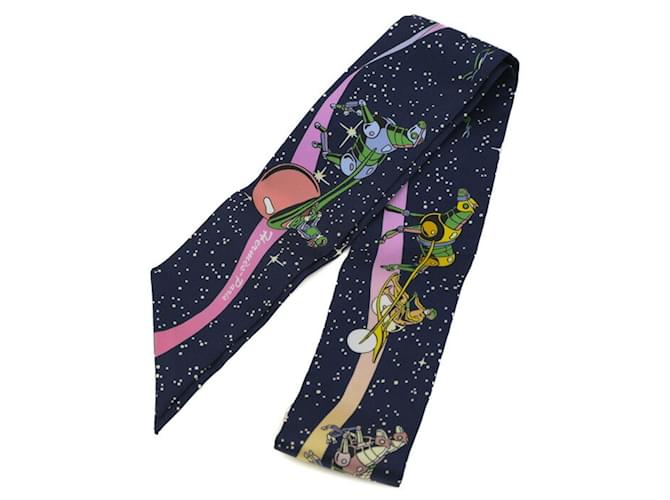 Hermès Écharpe Hermes Twilly Space Derby Soie Multicolore  ref.1594081