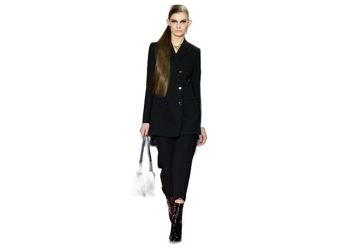 Dior x Raf Simons Fall 2015 Black Long Line Bar Jacket