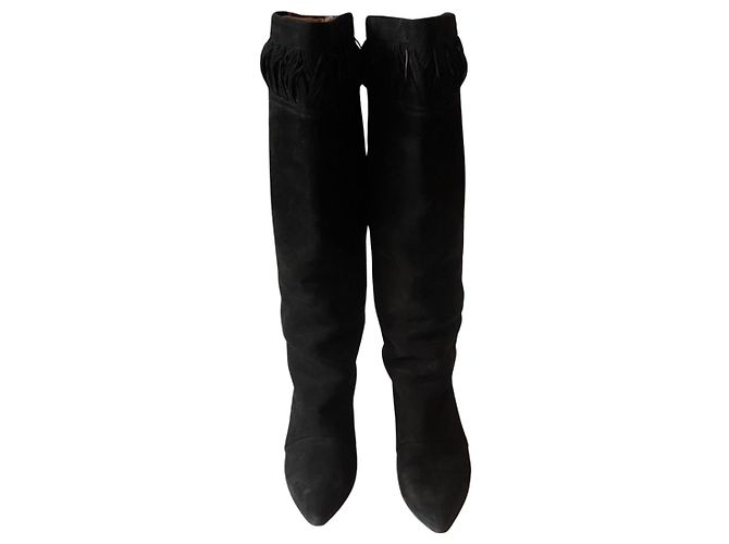 Isabel Marant Black Suede and Leather Boots