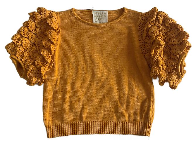 Autre Marque Top de malha Stella PARDO de algodão laranja com mangas bufantes