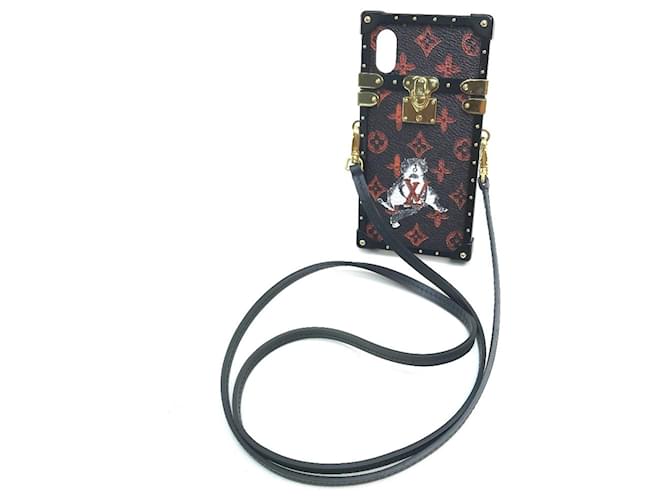 Louis Vuitton M63891 Transformed Monogram Eye Trunk Catgram iPhone Case Brown Black Orange Cloth  ref.1595142