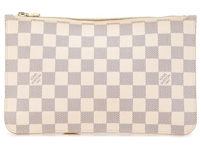 Pochete Louis Vuitton Damier Azur Neverfull MM branca Branco Lona  ref.1595229