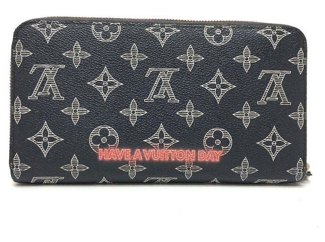 Louis Vuitton Monogram Upside Down Ink Zippy Organizer Travel Case Black Red Navy blue