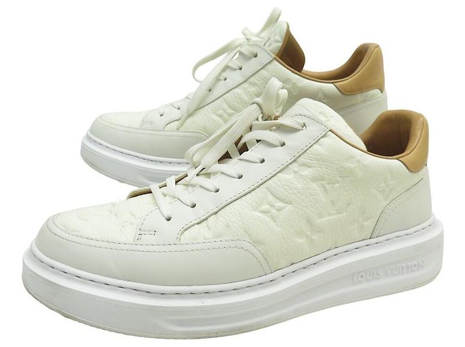 CHAUSSURES BASKETS LOUIS VUITTON BEVERLY HILLS MONOGRAM EMPREINTE 7.5 41.5 Blanc