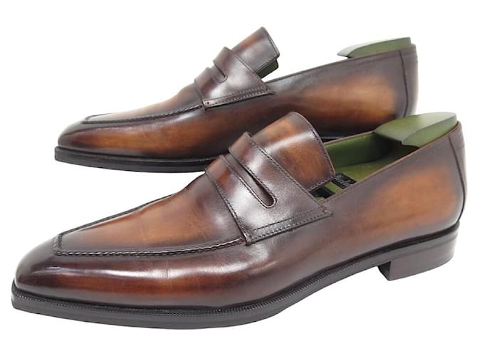 BERLUTI SHOES ANDY DEMESURE LOAFERS 9 43 PATINATED LEATHER + BERLUTI SHOES ANDY DEMESURE LOAFERS 9 43 PATINATED LEATHER +